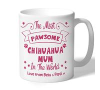 Dog Lovers Collection Chihuahua Mum Mug Personalised - Pawsome - Chihuahua Gifts (Raspberry Print)