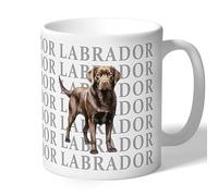 Dog Lovers Collection Chocolate Labrador Mug Gift for Her, Him, Women, Men, Birthday, Christmas Ceramic 10oz/300ml (Standing with Grey Text)