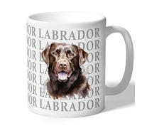 Dog Lovers Collection Chocolate Labrador Mug Gift for Her, Him, Women, Men, Birthday, Christmas Ceramic 10oz/300ml (Face with Grey Text)