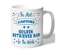 Dog Lovers Collection Golden Retriever Dad Mug - Pawsome - Golden Retriever Gifts (Blue Print)
