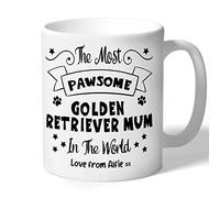 Dog Lovers Collection Golden Retriever Mum Mug Personalised- Pawsome - Golden Retriever Gifts (Black Print)