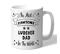 Dog Lovers Collection Lurcher Dad Mug - Pawsome - Lurcher Gifts (Black Print), White