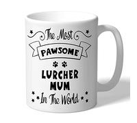 Dog Lovers Collection Lurcher Mum Mug - Pawsome - Lurcher Gifts (Black Print), White