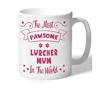Dog Lovers Collection Lurcher Mum Mug - Pawsome - Lurcher Gifts (Raspberry Print)