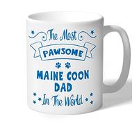 Dog Lovers Collection Maine Coon Dad Mug Pawsome Gifts (Blue Print) Cat Lover Owner Present Ceramic 10oz/300ml