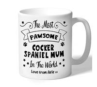 Dog Lovers Collection Personalised Cocker Spaniel Mum Mug Gifts Pawsome for Women, Birthdays, Christmas Ceramic 10oz/300ml (Black Print)