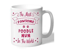 Dog Lovers Collection Poodle Mum Mug - Pawsome - Poodle Gifts (Raspberry Print) Ceramic 10oz/300ml