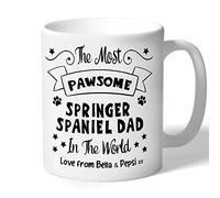 Dog Lovers Collection Springer Spaniel Dad Mug Personalised- Pawsome - Springer Spaniel Gifts (Black Print)
