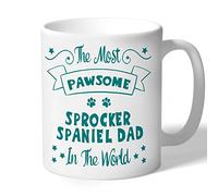 Dog Lovers Collection Sprocker Spaniel Dad Mug - Pawsome - Spaniel Gifts (Teal Print), White