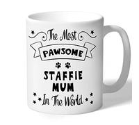 Dog Lovers Collection Staffie Mum Mug Pawsome Gifts (Black Print) for Women Lover Owner Present Ceramic 10oz/300ml