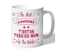 Dog Lovers Collection Tibetan Terrier Mum Mug - Pawsome - Tibetan Terrier Gifts (Raspberry Print)