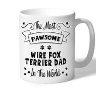 Dog Lovers Collection Wire Fox Terrier Dad Mug Pawsome Gifts (Black Print) Lover Owner Present Ceramic 10oz/300ml