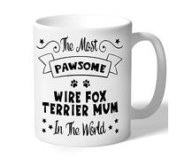 Dog Lovers Collection Wire Fox Terrier Mug Pawsome Gifts (Black Print) for Women Lover Owner Present Ceramic 10oz/300ml