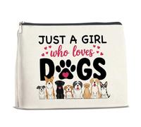 Dog Lovers Gifts Makeup Bag for Girls Women, Funny Birthday Christmas Dog Themed Gift For Pet Owner Sister Bestie Bff Just a Girl Who Loves Dogs Zipper Cosmetic Bag Travel Toiletry Pouch for Purse,