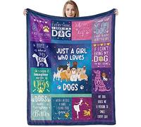 Dog Lovers Throw Blanket Gift for Girls, Just A Girl Who Loves Dogs Plush Fuzzy Flannel Blanket, Soft Cozy Cute Puppy Dog Fluffy Fleece Blanket for Women Teen Girls Pet Lover Birthday, 130 x 150 cm