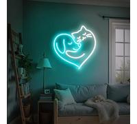 Dog Loves Cat Neon Sign Love Dogs Pet Shop Spa Signs Pets Lover Wall Art Bedroom Decor Gift