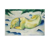 Dog Lying in The Snow by Franz Marc 1911 Expressionism Art Print Canvas Poster Bedroom Decor Landscape Office Room Decor Gift 12x18inch(30x45cm)