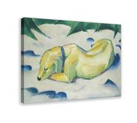 Dog Lying in The Snow by Franz Marc 1911 Expressionism Art Print Canvas Poster Wall Art Decor Print Picture Paintings for Living Room Bedroom Decoration 12x18inch(30x45cm)