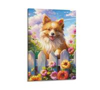 Dog Lying on The Fence Poster Modern Wall Art Canvas Aesthetic Decoration Painting 20x30inch(50x75cm) Frame-style