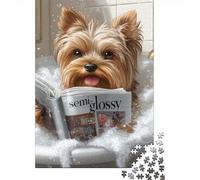 Dog Magazine Bathtub 1000pcs Mini Puzzle For Adults Challenging | 52x38cm Cardboard Living Room Decor Durable Structure Friend Gift Brain Training