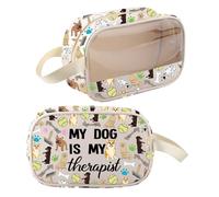 Dog Makeup Bag Cute Dogs Gifts for Dogs Lovers My Dog Is My Therapist Pet Owner Gifts Zipper Cosmetic Pouch Organizer Bag