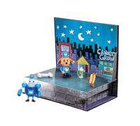 Dog Man Book Reveal & Figure Playset, Officially Licensed by Jakks Pacific, Includes 2.5" Dog Man & Robo Chief Articulated Figures, with Spray Paint & Hot Dog Accessories, Storytelling Fun