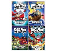 Dog Man Series 11-14 Collection 4 Books Set By Dav Pilkey (Twenty Thousand Fleas Under the Sea, The Scarlet Shedder, Big Jim Begins, Big Jim Believes)