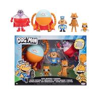 Dog Man Supa Buddies & Baddies 2.5" / 6.35cm Action Figure Multipack, Officially Licensed by Jakks Pacific, Articulated Figures, Includes Cat Kid, Petey, Lightning Dude and Commander Cupcake