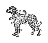 Dog Mandala with Flower line Art Fine Carving Stickers 65.6x77.3cm Can Modify and add Information Black