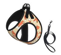 Dog Many Foxes Printed Harness And Leash Set,Adjustable,Breathable Soft,Step-In Mesh Pet Vest Harness With Reflective Strip