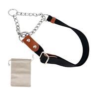 Dog Martingale Choke Collar with Chain and Leather, Antipull. M. Black & Cognac