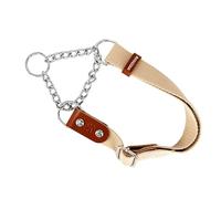 Dog Martingale Choke Collar with Chain and Leather, Antipull. S. Beige & Cognac