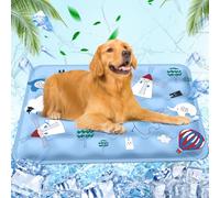 Dog Mat & Cat Mat, Washable Dog Bed, Water-Filled Cooling Mat, for Home On the Go or in the Car Cooling Pad Dogs, 60 x 90 cm, XL, Blue Windmill