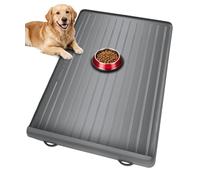 Dog Mat for Food and Water - 39.4" x 27" Large Pet Feeding Mats with Residue Collection Pocket - Waterproof Dog Cat Bowl Mat with High Edges to Prevent Water and Food Spills (Light Grey)