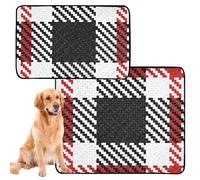 Dog Mat Washable Non-Slip Floor Mat for Flight Cage 24"x36"+36"x42" Lumberjack Tartan Buffalo Pack of 2