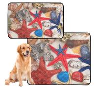 Dog Mat with Mud Feet, Washable, Non-Slip, Car & Airplane, 24 x 36 + 36 x 42 inches, Colourful, Pack of 2