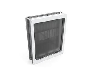 Dog Mate Large Dog Door for Large Dogs, Robust Locking Panel, White | Weather Resistant, Silent Action with Vision Panel, Accommodates Large Dogs, Up to a Shoulder Height of 630mm (25")
