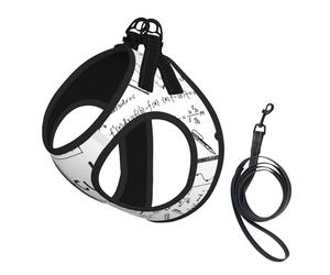 Dog Math Geometry G alculus Printed Harness And Leash Set,Adjustable,Breathable Soft,Step-In Mesh Pet Vest Harness With Reflective Strip