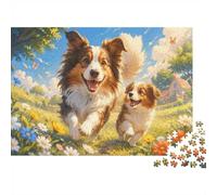 Dog Meadow Flower Jigsaw Puzzle, 1000 Pcs Indoor Adult Game | 52x38cm Cardboard, Brain Workout, Tight Puzzle Fit, Art Admirers, Mood Calming