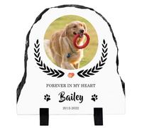 Dog Memorial Gifts for Loss of Dog - Personalized Dog Memorial Stone Dog Memorial Picture Frame Pet Memorial Gifts Pet Memorial Stones for Dogs Cat Cemetery Decorations for Grave (G, 7.9x7.9INCH)