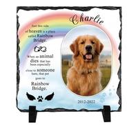 Dog Memorial Gifts for Loss of Dog - Personalized Dog Memorial Stone Dog Memorial Picture Frame Pet Memorial Gifts Pet Memorial Stones for Dogs Cat Cemetery Decorations for Grave (C, 7.5x7.5INCH)