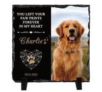 Dog Memorial Gifts for Loss of Dog - Personalized Dog Memorial Stone Dog Memorial Picture Frame Pet Memorial Gifts Pet Memorial Stones for Dogs Cat Cemetery Decorations for Grave (A, 5.9x5.9INCH)