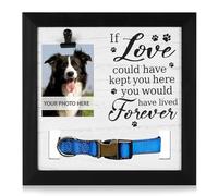 Dog Memorial Photo Frame, Wooden Picture Frames with Photo Clip & Collar Holder, Pet Memorial Gifts for Sad Pet Owner I'll Always Remember You (Forever Love)