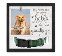 Dog Memorial Picture Frame, Pet Loss Gift,Memorial Sympathy Gifts for Loss of Dog,Wooden Pet Memorial Frame with Collar Holder Personalized Keepsake Sympathy Loss of Cat, My Hardest Goodbye
