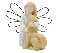 Dog Memorial Present for Loss of Dog, Dog Angel Figurine Newest Angel Praying Statues, Resin Friendship Figurine,Angel Girl Holding a Cute Dog
