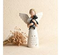 Dog Memorial Sympathy Gift for Loss of Pet, Comforting Bereavement Memorial for Grieving Dog Owners, Hand-Painted Figure，Resin Angel Statues，Garden or Home Memorial Display (Black)