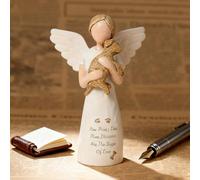 Dog Memorial Sympathy Gift for Loss of Pet, Comforting Bereavement Memorial for Grieving Dog Owners, Hand-Painted Figure,Resin Angel Statues,Garden or Home Memorial Display (White)