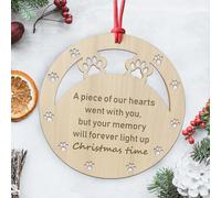 Dog Memory Christmas Wooden Engraved Bauble, Pet Puppy Memorial Xmas Decoration Gift, In Memory Of Cat Dog Pet Animal Ornament, Memorial Christmas Tree Decorations (Light Up Christmas)