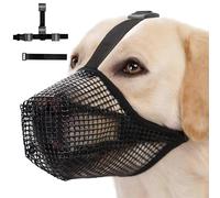 Dog Mesh Muzzle,dog muzzle,Breathable Pet Muzzle,Suitable for small, medium and large dogs,Prevents dogs from biting and licking wounds, black L