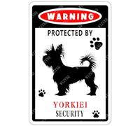 Dog Metal Signs Warning Protected by Yorkiei Security Tin Sign Aluminum Decor for Garden Yard Garage Fence Street 8x12 Inches